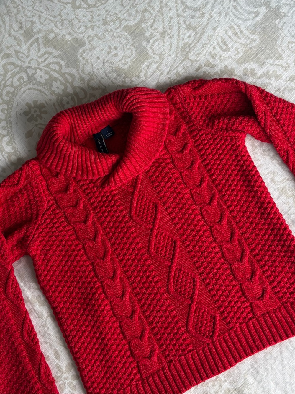 3T Janie and Jack Red Cable Knit Turtleneck Sweater